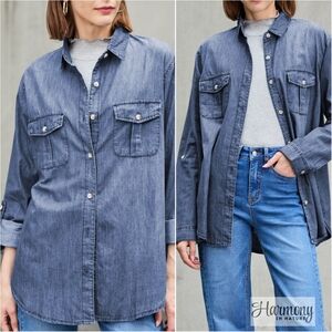 Denim Daydream Buttoned Shirt - Navy
